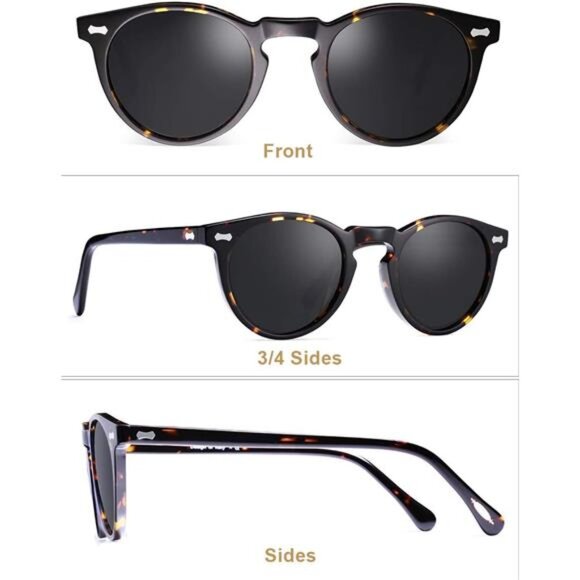 Retro Polarized Sunglasses for Men UV400 Protection Handmade Acetate - Picture 4 of 7